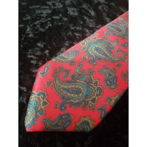 Charing Cross Neck Tie Paisley Red Blue Floral Dress Shirt Career Wear